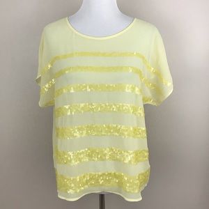 Forever 21 Sequined Stripe Top (Yellow)